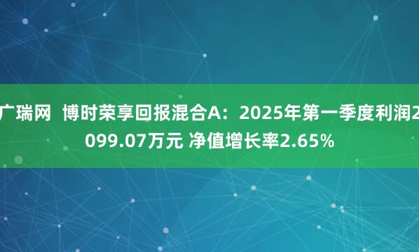 广瑞网  博时荣享回报混合A：2025年第一季度利润2099.07万元 净值增长率2.65%