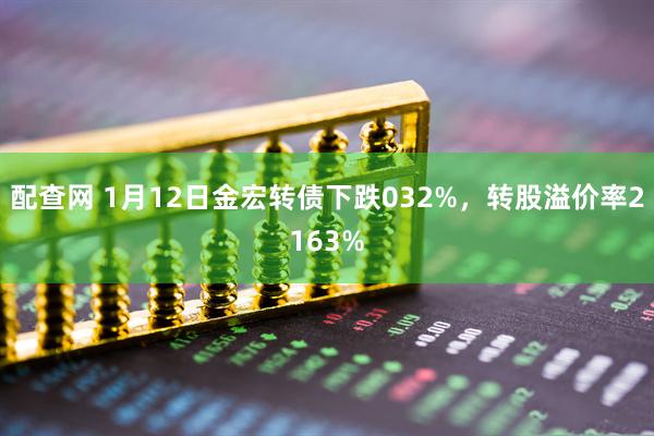 配查网 1月12日金宏转债下跌032%，转股溢价率2163%